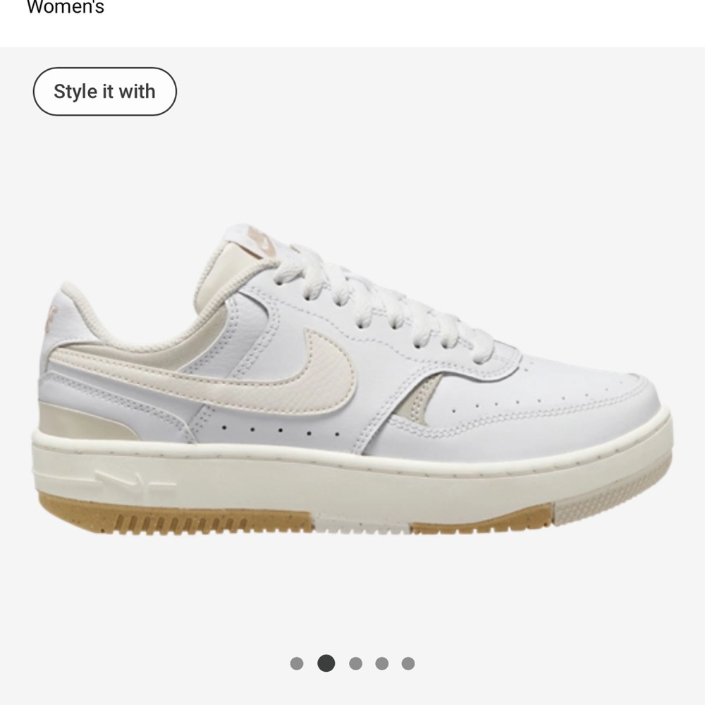 Nike White + Beige Women's Sneakers-Gemma - Picture 2 of 7